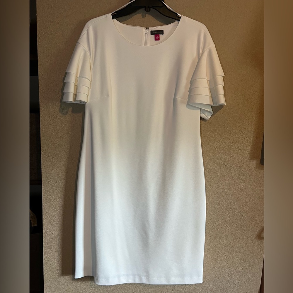 Vince Camuto White Dress with Ruffle Sleeve Size 12 - WORN ONCE